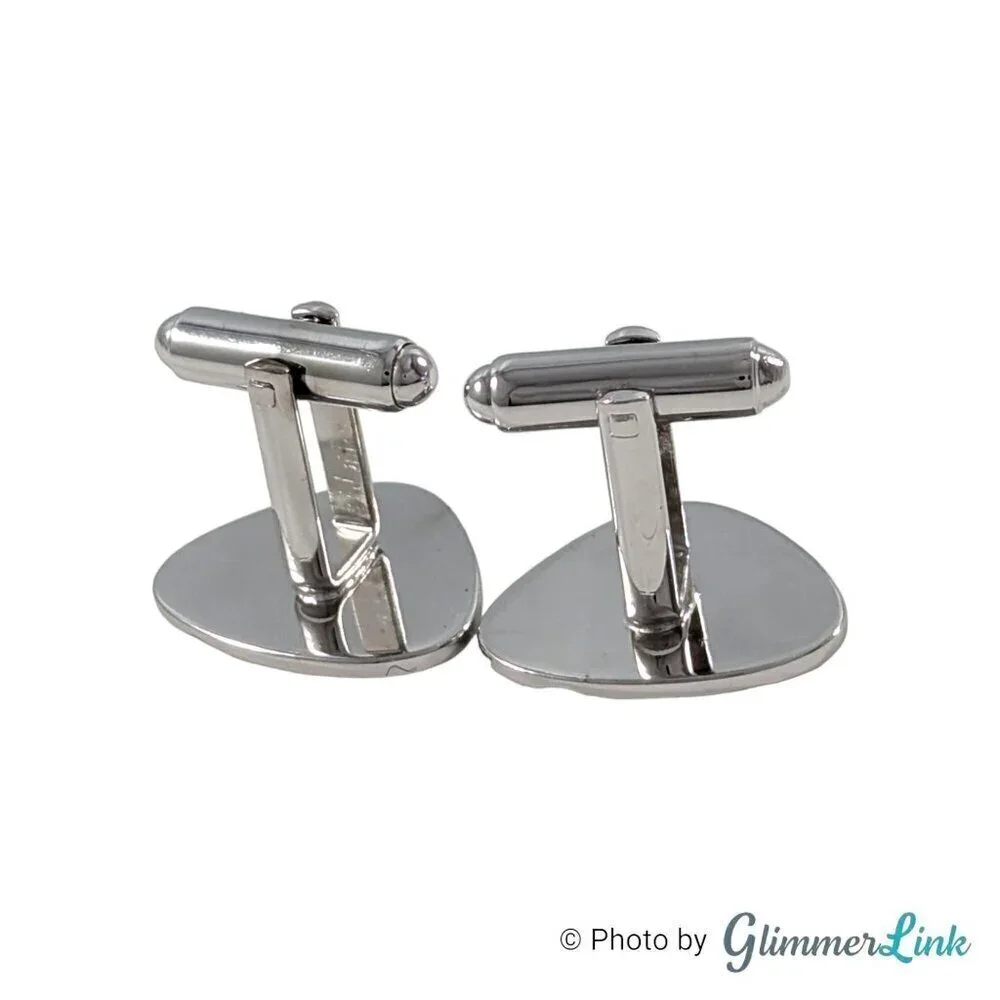 Vintage Shields Fifth Avenue Modernist Triangle Etched Silver Tone Cufflinks